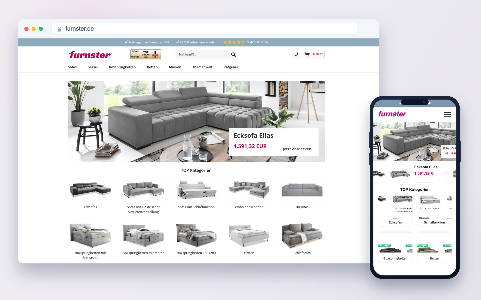 Möbel-Shop mit über 90.000 Kunden